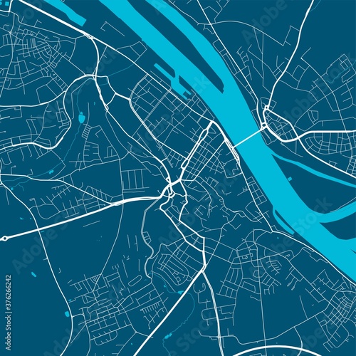 Detailed map of Mainz city, linear print map. Cityscape panorama.