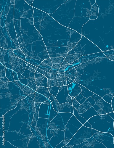Fotografia Detailed map of Nuremberg city, linear print map