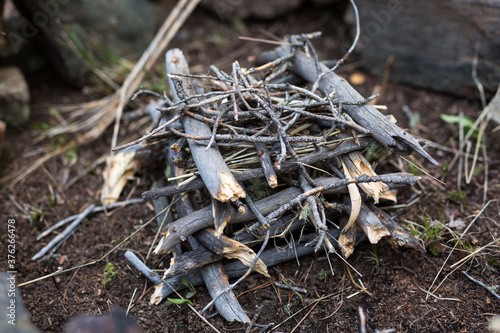 Log Cabin build for making fire