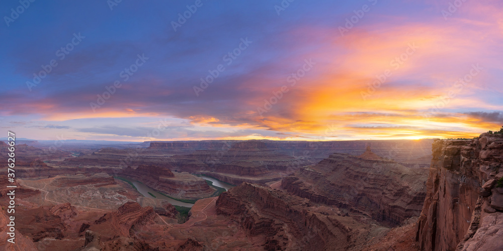 Panorama from Dead Horse Point at sunset
