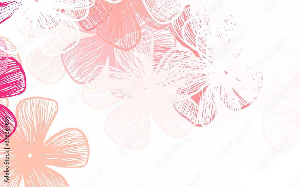 Light Red vector doodle layout with flowers