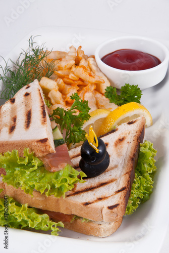 Foto Pressed and toasted stuffed panini