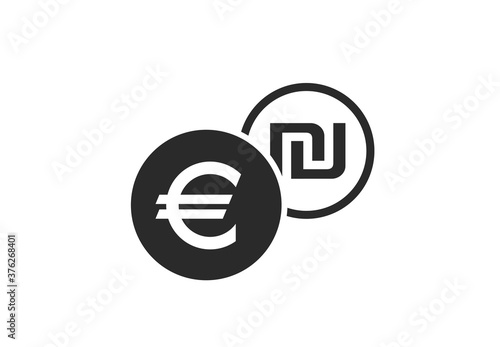 euro to israeli sheqel currency exchange icon. banking transfer symbol