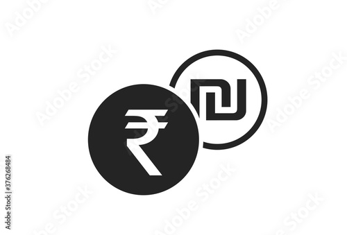 indian rupee to israeli sheqel currency exchange icon. money exchange symbol