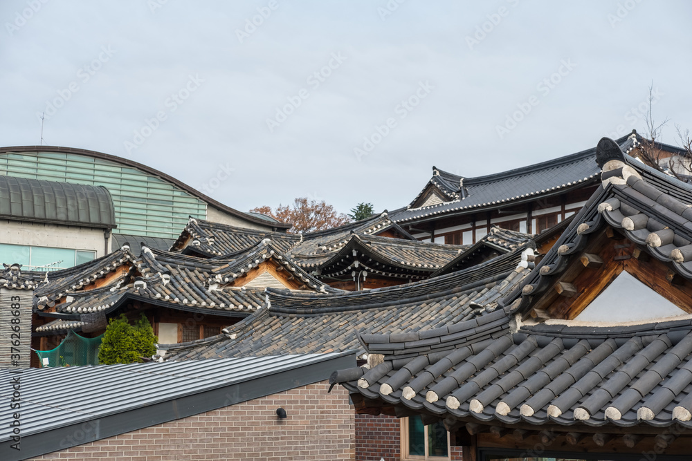 View of Korean traditional building in city of Seoul View of Korean traditional building in city of Seoul
