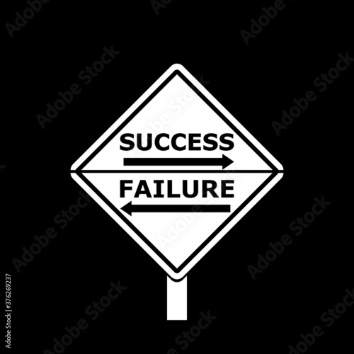 Failure or success signpost icon isolated on dark background