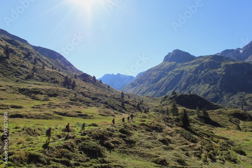 hiking in the mountains