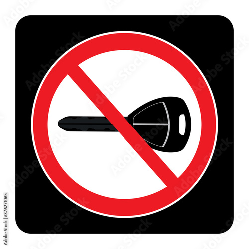 Turn off engine icon on black background drawing by illustration. No Key sign