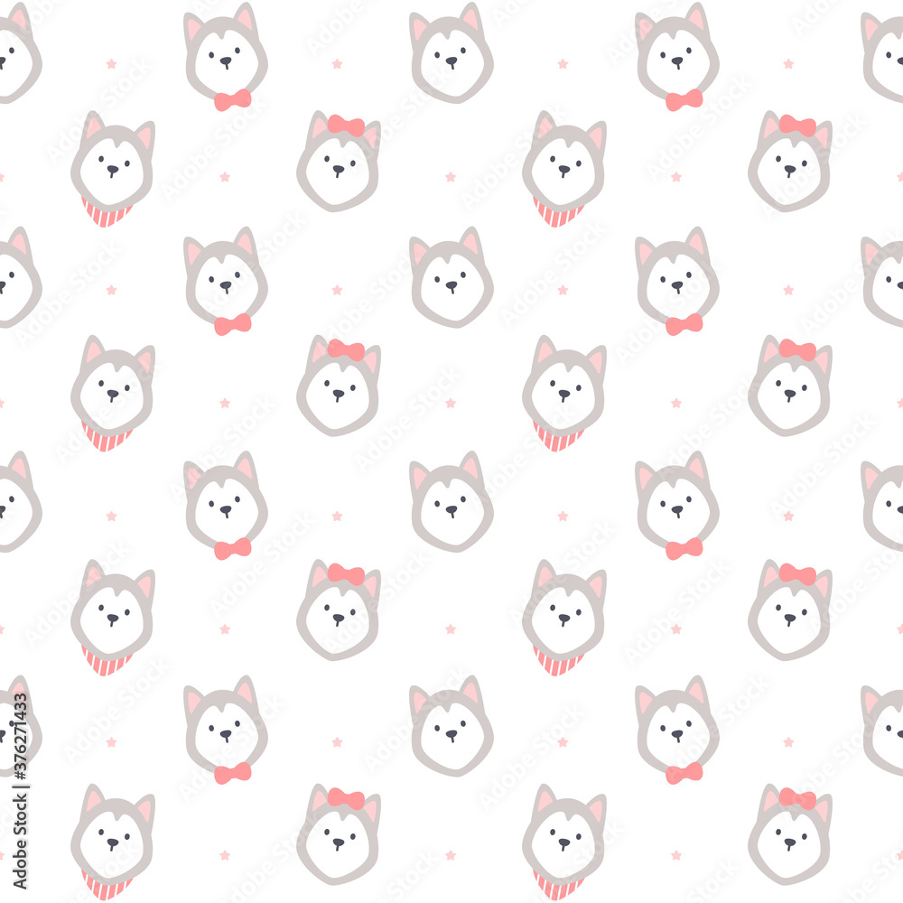 Adorable siberian husky seamless pattern background Adorable siberian husky seamless pattern background