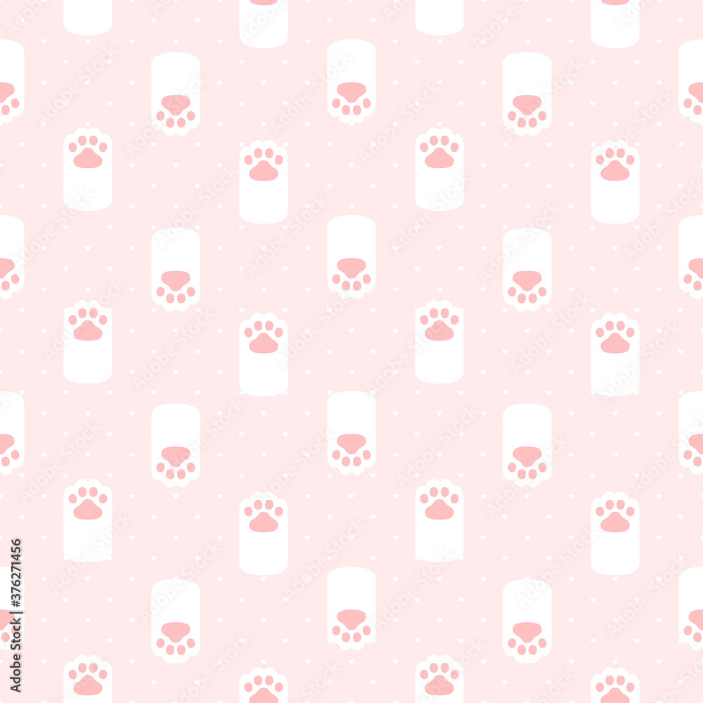 Cat paw footprint seamless pattern background
