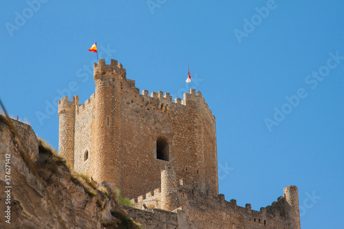 Castle of AlcalÃ¡ del JÃºcar, in the province of Albacete, Spain. Spanish medieval castle.