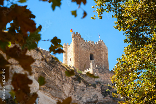 Castle of Alcala del Jucar, in the province of Albacete, Spain. Spanish medieval castle.