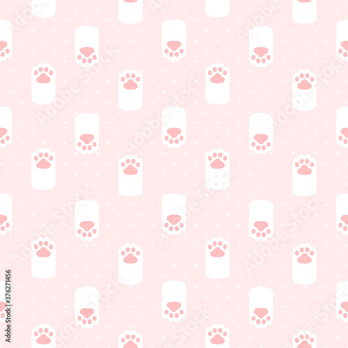 Fototapeta Naklejka Na Ścianę i Meble -  Cat paw footprint seamless pattern background