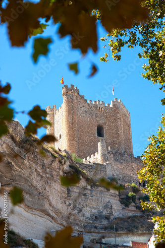 Castle of Alcala del Jucar, in the province of Albacete, Spain. Spanish medieval castle.