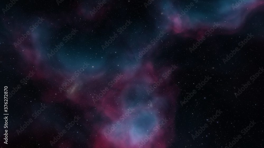 Space background with realistic nebula and shining stars. Colorful cosmos with stardust and milky way. Magic color galaxy. Infinite universe and starry night. 3d Render