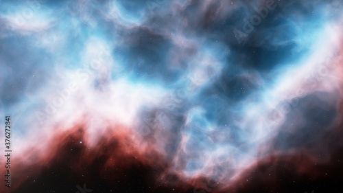 Space background with realistic nebula and shining stars. Colorful cosmos with stardust and milky way. Magic color galaxy. Infinite universe and starry night. 3d Render