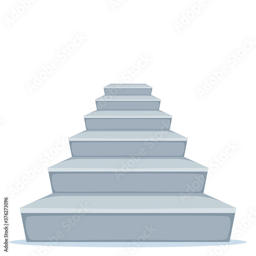 Grey concrete staircase. Stair template front view  vector illustration isolated on white.