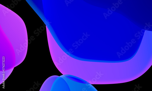 Abstract geometric fluid blue purple color gradient on black background. Trendy design graphics used for wallpaper screen tablet and phone. Dark mode.