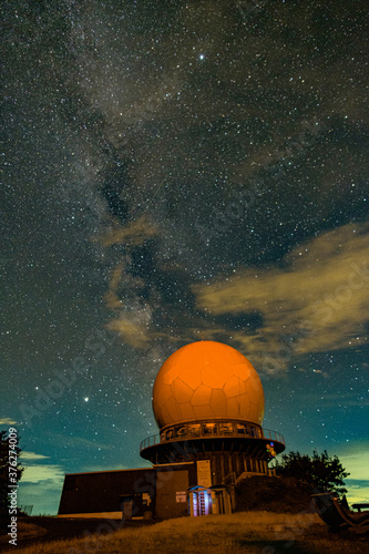 nightsky and milkyway at an old cold war radar station