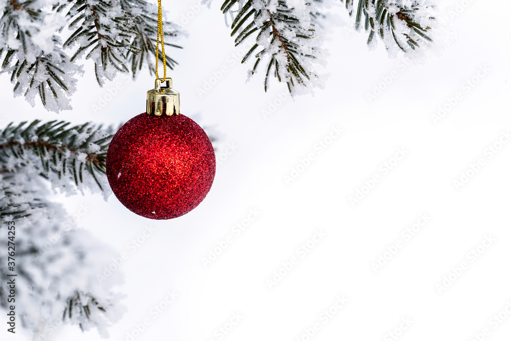 Christmas decorations on the pine branch Christmas decorations on the pine branch