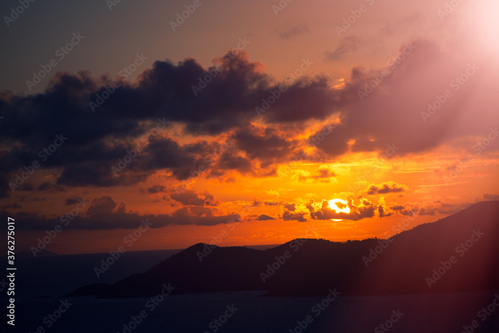 Amazing sunset on a tropical island