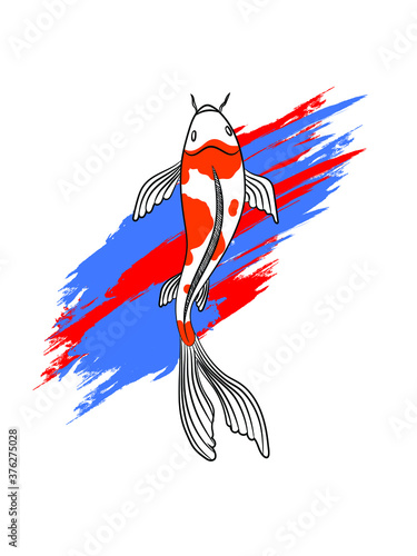 Koi fish graphic trendy design tattoo art, koi fish graphic vector illustration. photo