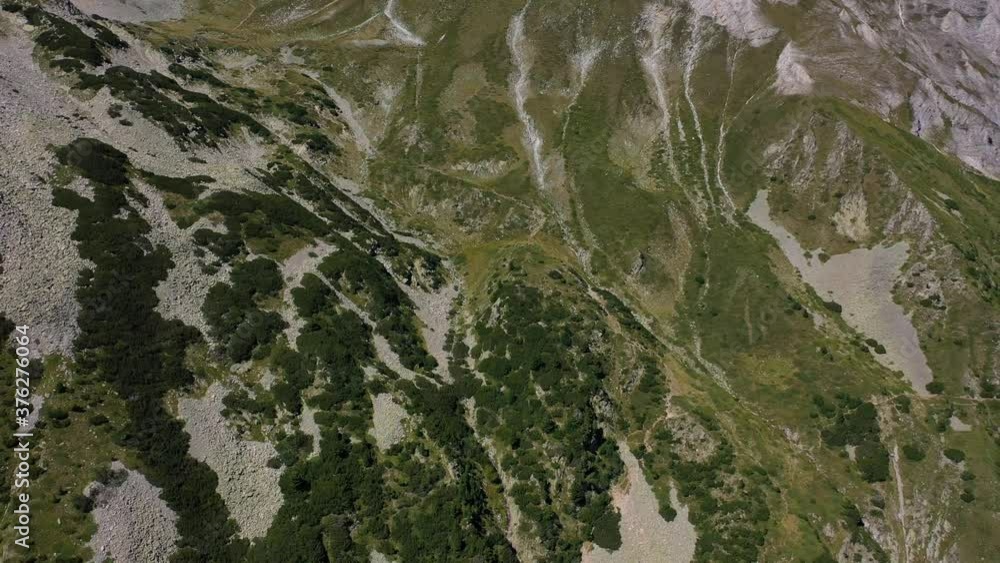 Amazing beautiful alpine valley and mountain peak. Green forest. Wild nature, summer, blue sky. Amazing beautiful alpine valley and mountain peak. Green forest. Wild nature, summer, blue sky.