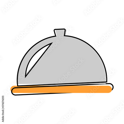 Hot food, restaurant, dining room, cafe, food reception point. Restaurant vector sign cartoon style on white isolated background.