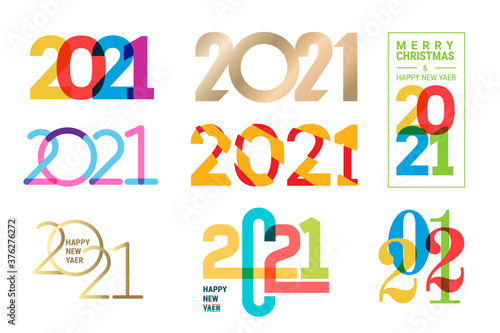 Set of Year 2021 signs for Merry Christmas and Happy New Year greeting cards. Vector illustration concepts for background, greeting card, website banner, party invitation card, social media banner, ma