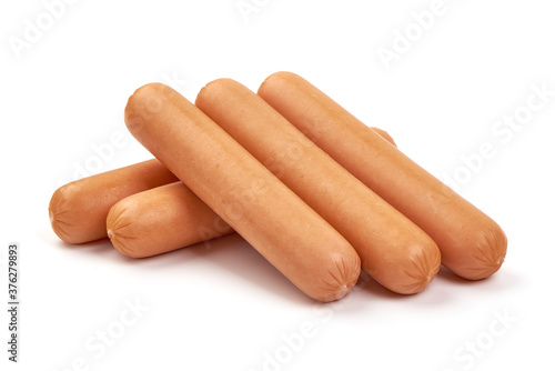 Fresh pork Boiled sausages, isolated on white background