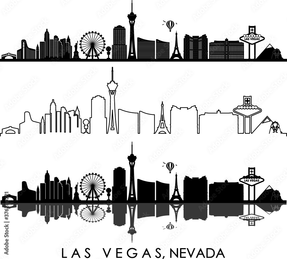 LAS VEGAS City NEVADA Skyline Silhouette Cityscape Vector