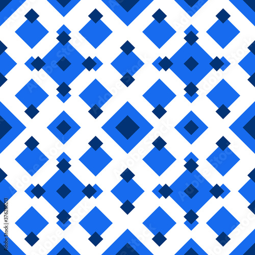 ethnic seamless geometric pattern with blue squares