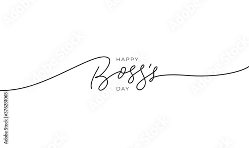 Happy Boss's day vector line calligraphy. Hand drawn modern lettering isolated on white background. Typography quote for Boss's Day. Motivational print for post cards, brochures, poster, t-shirts, mug