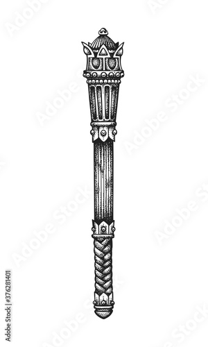 Royal Scepter. Hand Drawn Vector Illustration photo