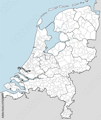 Detailed vector map of Netherlands with borders and district
