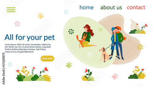 People with their pets on the banner of the pet products website