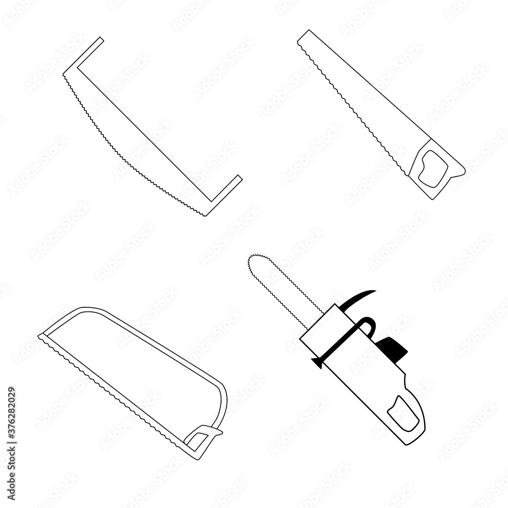 Saw line icon set. llustration for repair theme, doodle style Saw line icon set. llustration for repair theme, doodle style