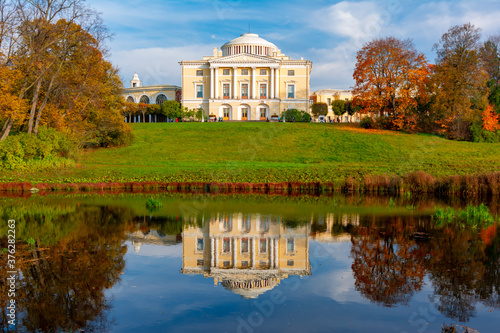 Pavlovsk palace in autumn in Pavlovsky park, St. Petersburg, Russia