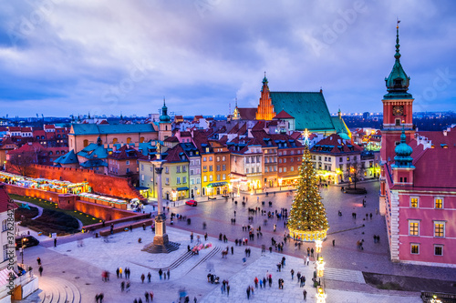 Warsaw, Poland - Christmas tree in Castle Square photo