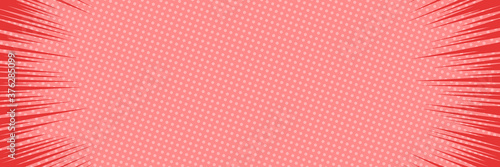 Vector simple background in comic book style with polka dot pattern and shadow. Retro pop art design. Long horizontal banner.