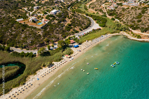 Wallpaper Mural Aerial view of Almyros beach near the town of Agios Nikolaos in Crete, Greece Torontodigital.ca