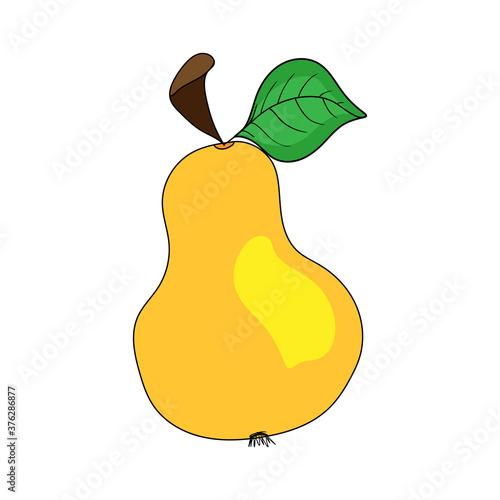 Fresh pear in flat style. Colorful vector stock illustration isolated on white background.