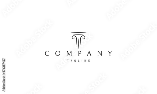 Vector logo on which an abstract image of an elegant Greek column.