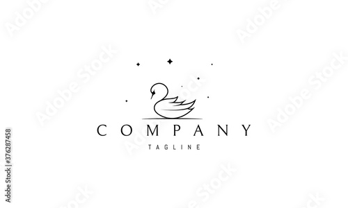Vector logo on which an abstract image of a swan under the stars.