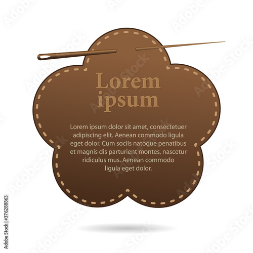 template with space for text, leather label in the shape of a flower with five petals. Vector, illustration