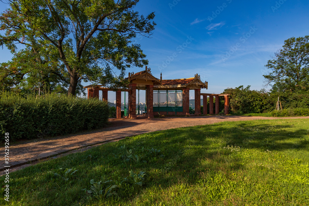Gazebo in the park overlooking the city of Brno in the Czech Republic. Gazebo in the park overlooking the city of Brno in the Czech Republic.