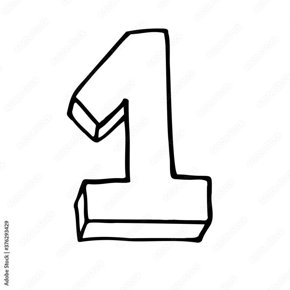 Number 1. Sign number, Concept top winner success. Hand drown vector doodle one isolated on white background. Black lettering. Poster or brochure template. victory Vector illustration. Number 1. Sign number, Concept top winner success. Hand drown vector doodle one isolated on white background. Black lettering. Poster or brochure template. victory Vector illustration.