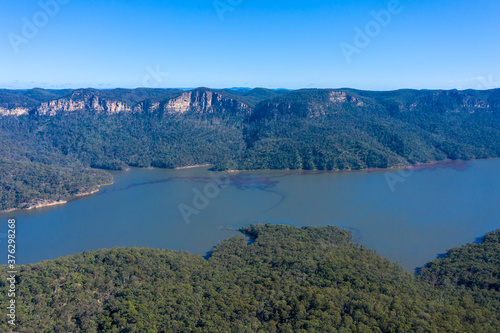 Aerial view of Lake Burragorang in New South Wales in Australia