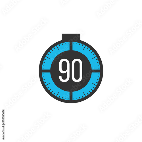 90 minutes timer, stopwatch or countdown icon. Time measure. Chronometr icon. Stock Vector illustration isolated on white background.