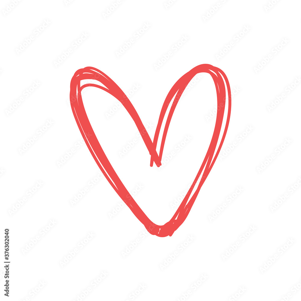 Hand drawn heart. Doodle illustration of love. Valentine's day linear sketch. Hand drawn heart. Doodle illustration of love. Valentine's day linear sketch.